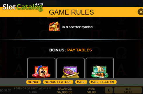 Paytable 3. Legends of Troy 2 slot