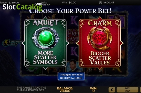 Schermo4. Amulet and Charm Power Bet slot