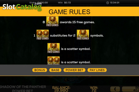 Game Rules 3. Shadow of the Panther Power Bet slot