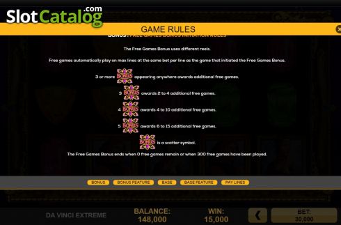 Game Rules 2. Da Vinci Extreme slot