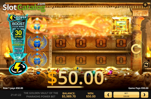 Win screen 1. The Golden Vault Of The Pharaohs Power Bet slot