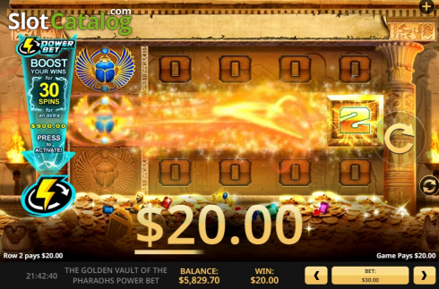 Win screen 2. The Golden Vault Of The Pharaohs Power Bet slot