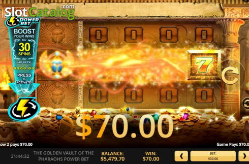 Win screen 3. The Golden Vault Of The Pharaohs Power Bet slot