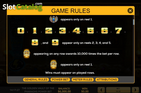 Game rules 2. The Golden Vault Of The Pharaohs Power Bet slot
