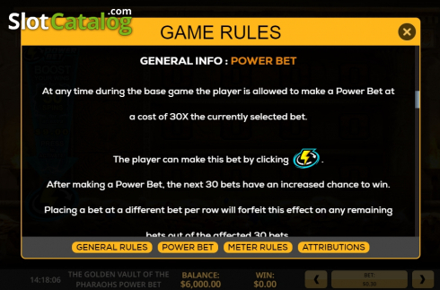 Game rules 3. The Golden Vault Of The Pharaohs Power Bet slot