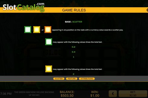 Ecran8. The Green Machine Deluxe Racking Up Riches slot