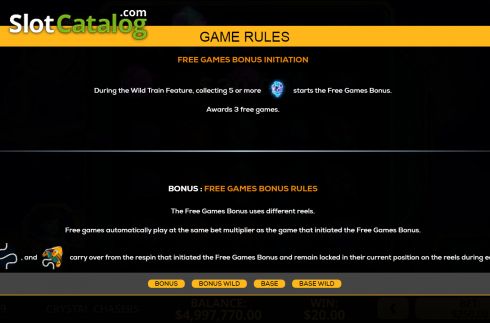 Free games bonus screen. Crystal Chasers slot