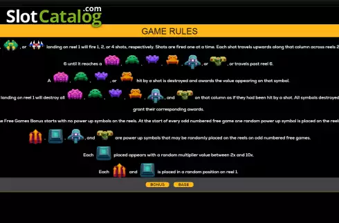 Free Games bonus rules screen 2. Interstellar Attack slot