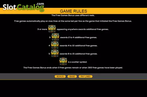 Free Game rules screen. Shark Squad slot