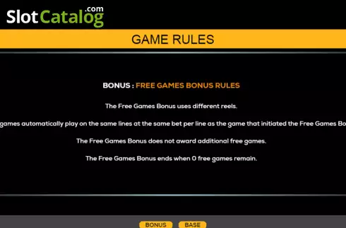 Free Games screen. Sirens Cove slot