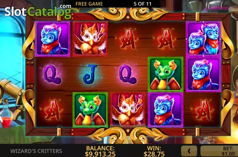 Free Game screen 2. Wizard's Critters slot