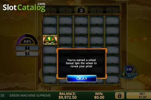 Bonus Wheel Win Screen. Green Machine Supreme slot