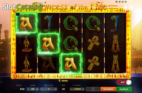 Win screen. Princess of The Nile slot