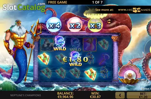 Free Spins Gameplay Screen. Neptune's Champions slot