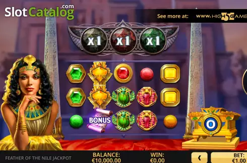 Game Screen. Feather Of The Nile Jackpot slot