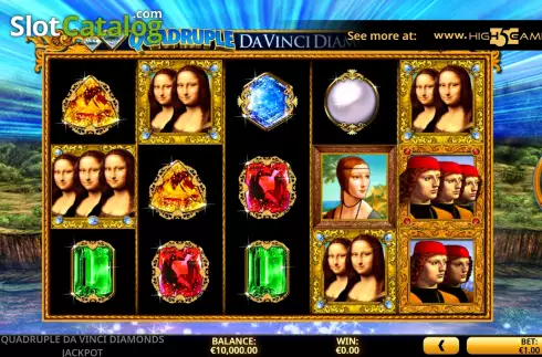 Game Screen. Quadruple Da Vinci Diamonds Jackpot slot