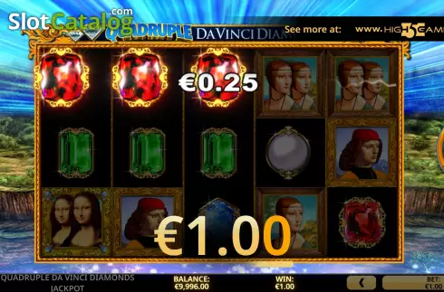 Win Screen. Quadruple Da Vinci Diamonds Jackpot slot