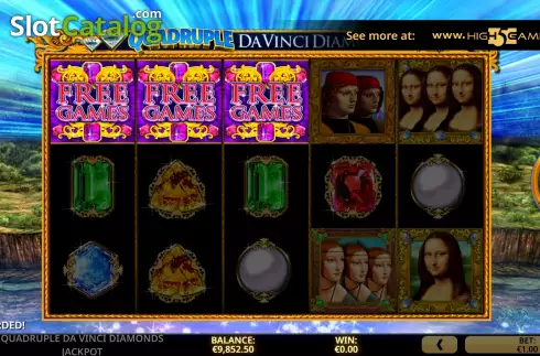 Free Spins Win Screen. Quadruple Da Vinci Diamonds Jackpot slot