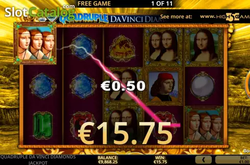 Free Spins Win Screen 5. Quadruple Da Vinci Diamonds Jackpot slot