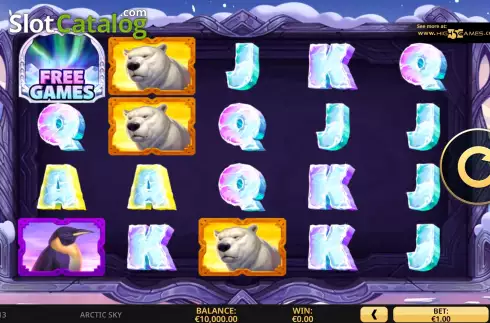 Game Screen. Arctic Sky slot