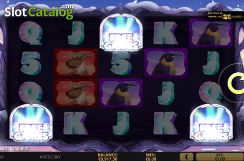 Free Spins Game Win Screen. Arctic Sky slot