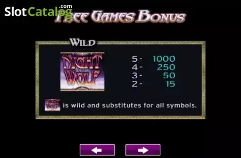 Paytable 1. Night of the Wolf slot