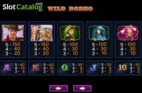 Paytable 2. Wild Rodeo (High 5 Games) slot