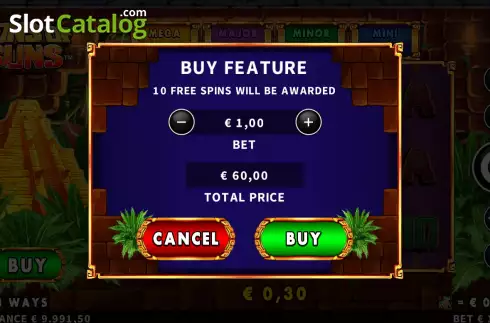 Buy Feature Screen. Tons of Suns slot