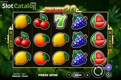Skärmdump2. Fruits 20 Bonus Spin slot