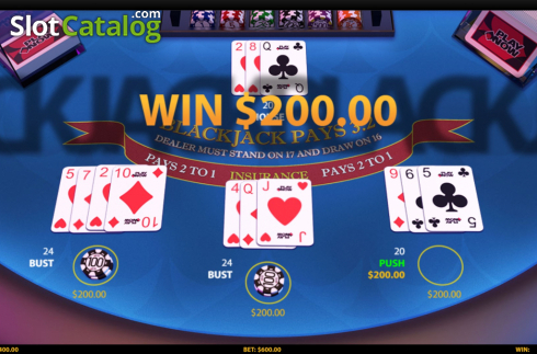 Win Screen 3. 3 Hand Blackjack (HungryBear) slot