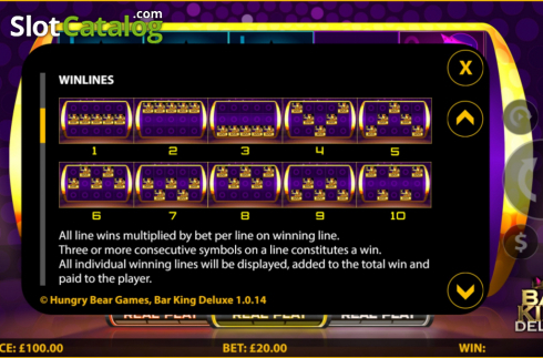 Paylines. Bar King Deluxe slot
