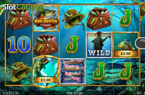 Free Spins Gameplay Screen. Big River Fishing slot