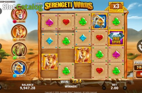 Win Screen. Serengeti Wilds slot