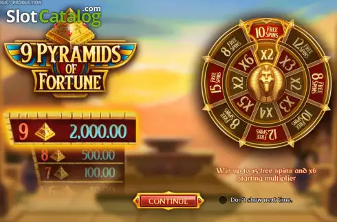 Start Screen. 9 Pyramids of Fortune slot