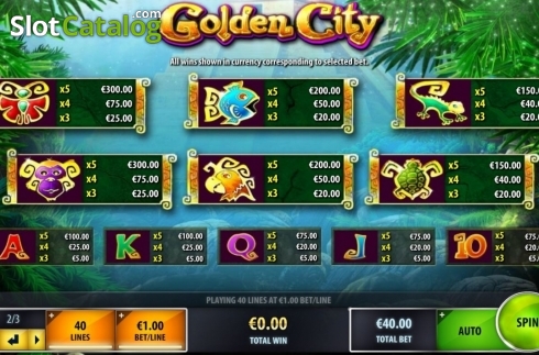 Paytable. Golden City (IGT) slot