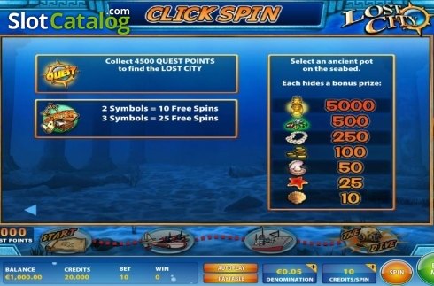 Features. Lost City (IGT) slot