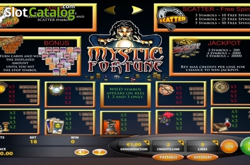 Paytable. Mystic Fortune (IGT) slot