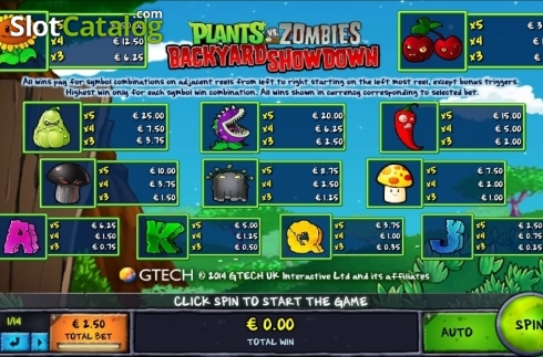 Schermo4. Plants vs Zombies: Backyard Showdown slot