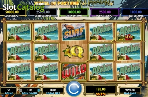 Win Screen. Wheel of Fortune Hawaiian Getaway slot