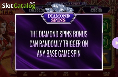 Ekran2. Volcano Queen Diamond Spins yuvası