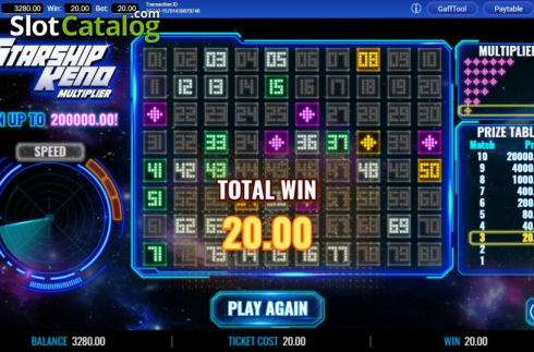 Game Screen 4. Starship Keno Multiplier slot