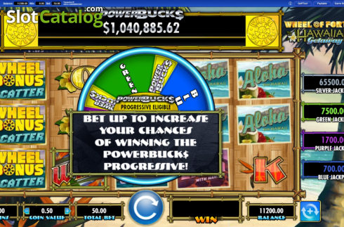 Schermo2. Wheel of Fortune Hawaiian Getaway Powerbucks slot