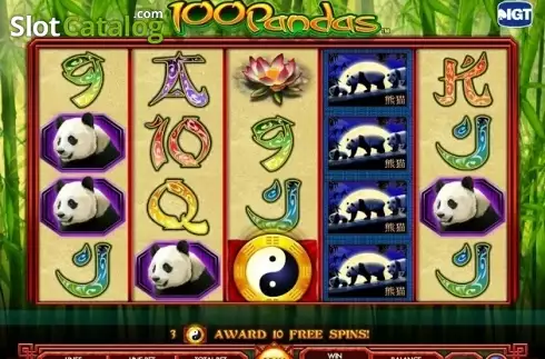 Reels screen. 100 Pandas slot