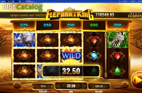 Win Screen. Elephant King MegaJackpots slot