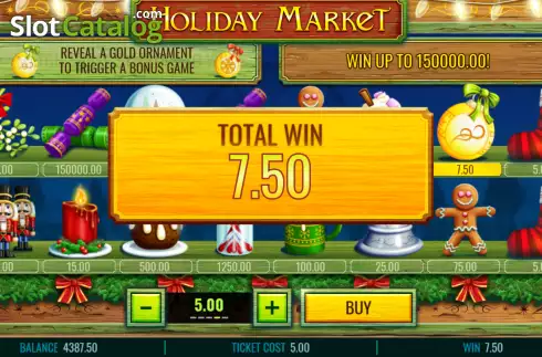 Win screen. Holiday Market slot