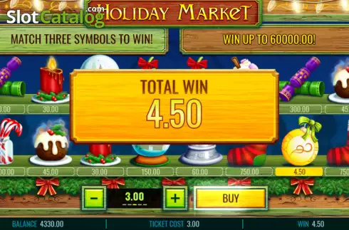 Win screen 2. Holiday Market slot