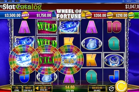 Bildschirm4. PowerBucks Wheel of Fortune Shimmering Sapphires slot