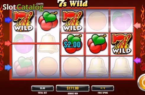Free Spins Gameplay Screen. 7s Wild slot