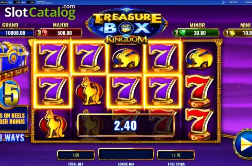 Free Spins Gameplay Screen. Treasure Box Kingdom slot