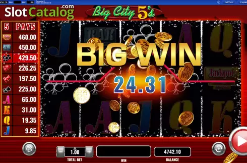 Big Win Screen. Big City 5's slot